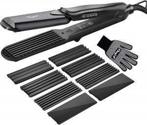 Hair Crimper Crimping Irons Hair Straightener Flat Iron with 4 Interchangeable Tourmaline Ceramic Plate
